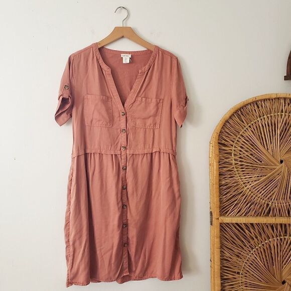 Nicole Miller Dusty Rose Shirt Dress S - Picture 1 of 5